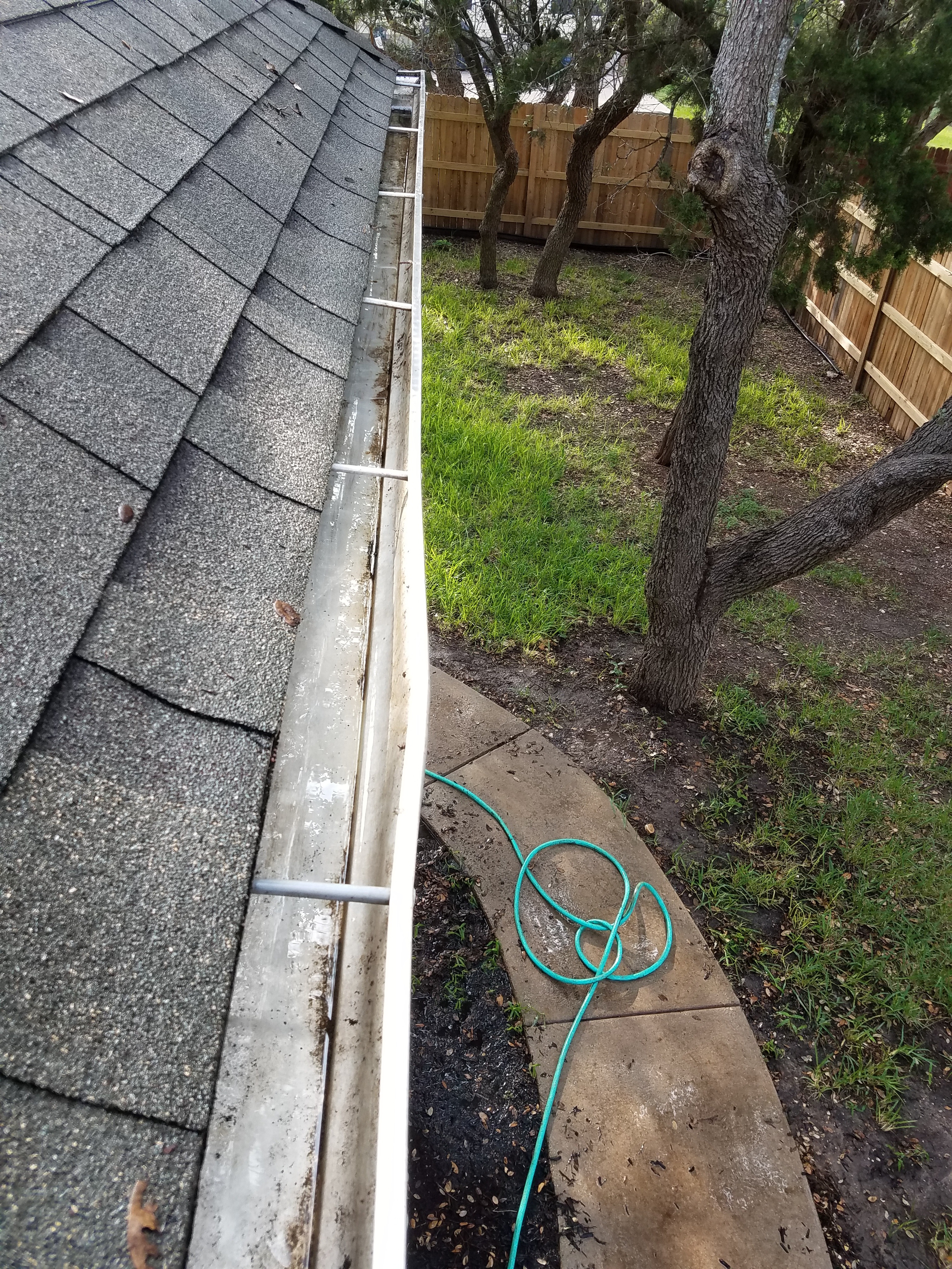 Clean gutter with guards installed