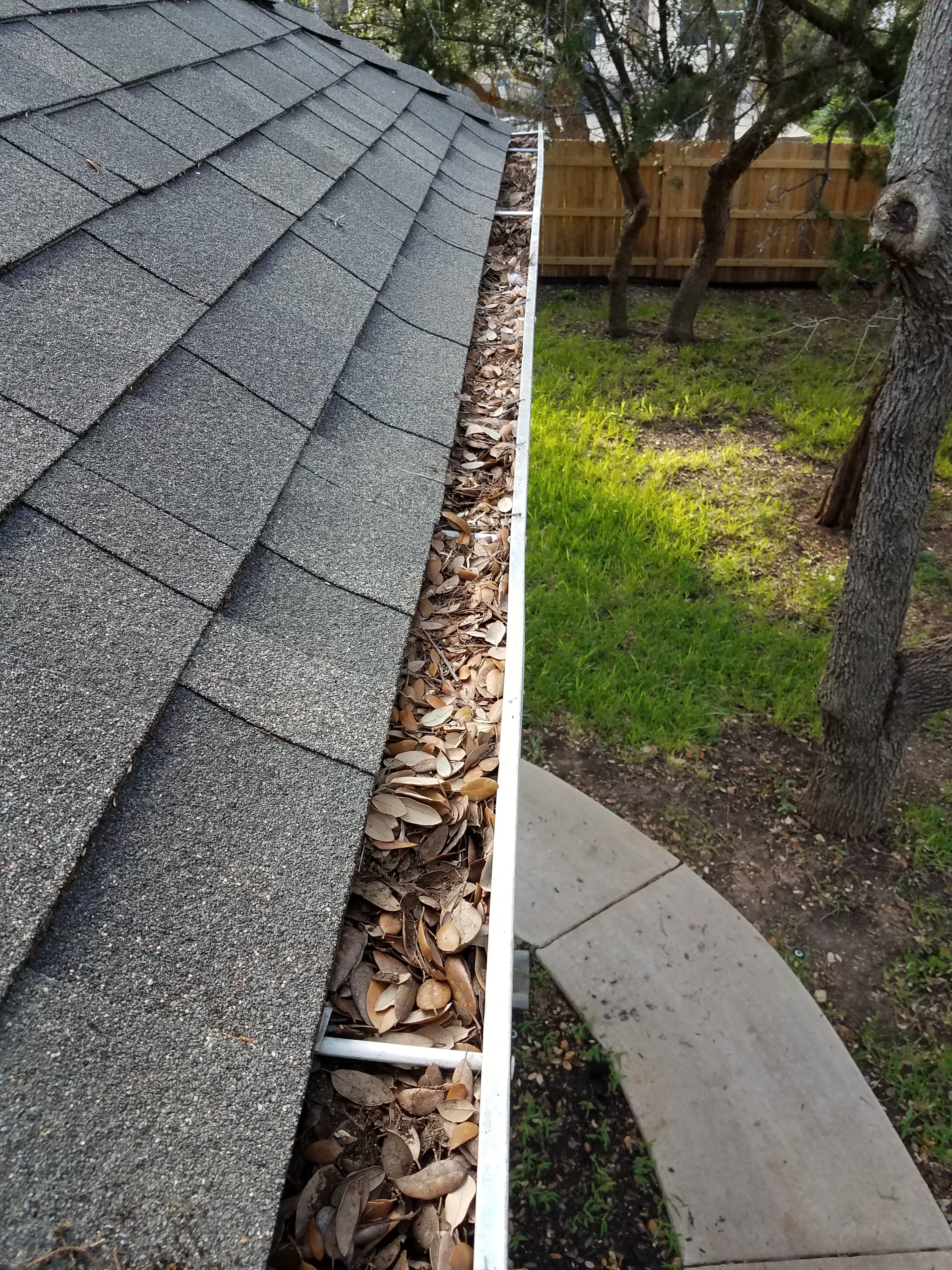Gutter packed before cleaning